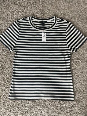 Banana Republic Factory Black and White Striped Short Sleeve Tee